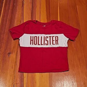 Hollister California Red and White Crop T-shirt Size XS